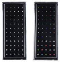 Stainless Steel Nose Piercing Jewelry, with rhinestone, more colors for choice, 1.5mm,2mm,3mm, 60PCs/Box, Sold By Box