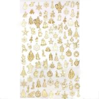 Pendentifs Noël en alliage de zinc, plaqué de couleur d'or KC, Conception de Noël & mélangé, 13-33mm, Vendu par fixé