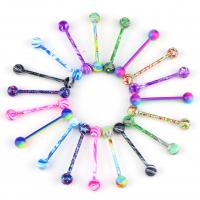 Stainless Steel Straight Barbell stoving varnish mixed multi-colored Sold By Lot