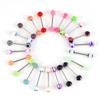 Stainless Steel Straight Barbell 316L Stainless Steel with Acrylic & mixed multi-colored Sold By Set