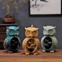 Backflow Incense Burner, Porcelain, Owl, plated, for home and office & durable, more colors for choice, 163x111x114mm, Sold By PC