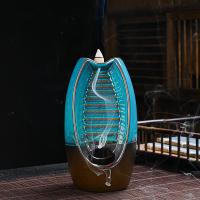 Backflow Incense Burner, Porcelain, plated, for home and office & durable, 200x105mm, Sold By PC