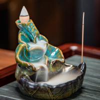 Backflow Incense Burner, Porcelain, plated, for home and office & durable, more colors for choice, 90x93mm, Sold By PC