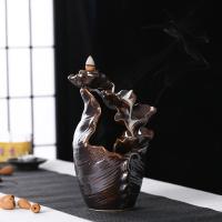 Backflow Incense Burner, Porcelain, plated, for home and office & durable, 110x210mm, Sold By PC