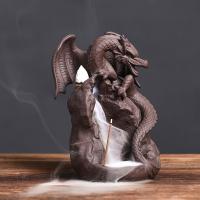 Backflow Incense Burner, Purple Clay, Dragon, plated, for home and office & durable & different styles for choice, more colors for choice, Sold By PC