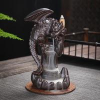 Backflow Incense Burner, Porcelain, Dragon, plated, for home and office & durable, 90x185x80mm, Sold By PC