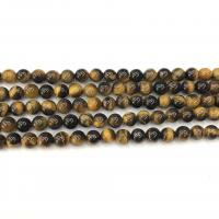 Perles oeil de tigre, Rond, poli, DIY, couleurs mélangées, Vendu par 38 cm brin