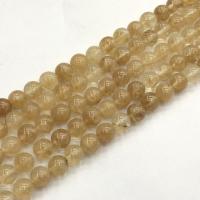 Perles en verre pastèque, jaune de pastèque, Rond, poli, DIY, Jaune, Vendu par 38 cm brin
