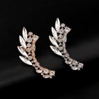 Tibetan Style Earring Cuff, for woman & with rhinestone, more colors for choice, 40x14mm, Sold By PC