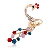 Tibetan Style Earring Cuff, for woman & with rhinestone, more colors for choice, 52x21mm, Sold By PC