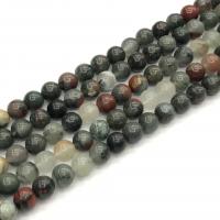 African Bloodstone Bead, Runde, du kan DIY, blandede farver, Solgt Per 38 cm Strand
