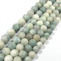 Perles bijoux en pierres gemmes, aigue-marine, Rond, poli, DIY, couleurs mélangées, Vendu par 38 cm brin