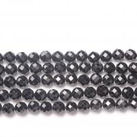 Gemstone Jewelry Beads Schorl Round DIY & faceted black Sold Per 38 cm Strand