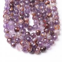 Natürlicher Quarz Perlen Schmuck, Lila+Phantom+Quarz, rund, handgemacht, DIY & facettierte, violett, verkauft per 38 cm Strang