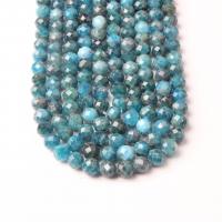 Apatite Perle, rund, handgemacht, DIY & facettierte, blau, verkauft per 38 cm Strang