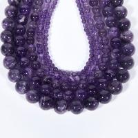 Natural Amethyst Beads, Round, polished, DIY, purple, Sold Per 38 cm Strand