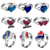 Mood Finger Ring, Tibetan Style, Heart, plated, Adjustable & for woman & epoxy gel & change their color according to the temperature, more colors for choice, Sold By PC