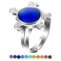 Mood Finger Ring Zinc Alloy Turtle plated Adjustable & Mood Enamel & for woman & epoxy gel mixed colors Sold By PC