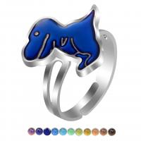 Mood Finger Ring, Tibetan Style, Dinosaur, plated, Adjustable & for children & epoxy gel & change their color according to the temperature & enamel, mixed colors, 16.50x15.30mm, Sold By PC