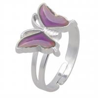 Enamel Mood Finger Ring, liga de zinco, Borboleta, Ajustável & para mulher & esmalte sensor, cores misturadas, 17mm, vendido por PC