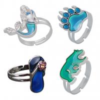 Enamel Mood Finger Ring, liga de zinco, banhado, Ajustável & para mulher & adesivo epóxi & esmalte sensor, cores misturadas, 100PCs/box, vendido por box