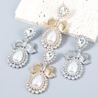 Rhinestone Earring Zinc Alloy with ABS Plastic Pearl fashion jewelry & for woman & with glass rhinestone & with rhinestone Sold By Pair