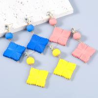 Resin Earring Zinc Alloy with acrylic rhinestone & Resin fashion jewelry & for woman Sold By Pair