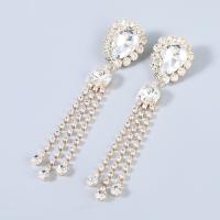 Fashion Fringe Earrings Zinc Alloy fashion jewelry & for woman & with glass rhinestone Sold By Pair