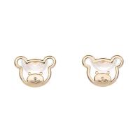 Brass Stud Earring Bear gold color plated fashion jewelry & for woman golden Sold By Pair