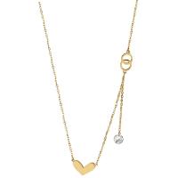 Titanstahl Halskette, mit kubischer Zirkonia, mit Verlängerungskettchen von 5cm, Herz, goldfarben plattiert, Rundgliederkette & für Frau, goldfarben, 12x12mm, Länge ca. 40 cm, verkauft von PC