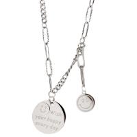 Titanium Steel Necklace with 5cm extender chain Round stoving varnish Unisex silver color Length Approx 40 cm Sold By PC