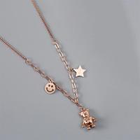 Stainless Steel Jewelry Necklace 316L Stainless Steel with 5cm extender chain Bear rose gold color plated round link chain & for woman rose gold color Length Approx 46 cm Sold By PC