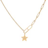 Stainless Steel Jewelry Necklace 316L Stainless Steel with 5cm extender chain Star gold color plated ball chain & for woman golden Length Approx 40 cm Sold By PC
