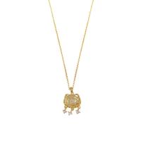 Collar de Aleación de Zinc, con diamantes de imitación, chapado en color dorado, cadena oval & para mujer, dorado, 23x33mm, longitud aproximado 42 cm, Vendido por UD