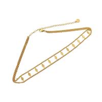 Mode-Halskette, 316 L Edelstahl, mit Verlängerungskettchen von 5cm, Geometrisches Muster, goldfarben plattiert, Oval-Kette & für Frau, goldfarben, Länge:ca. 30 cm, verkauft von PC