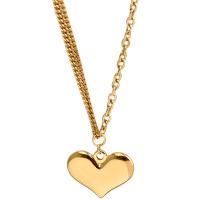 Titanium Steel Necklace Heart gold color plated oval chain & for woman golden Length Approx 45 cm Sold By PC