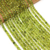 Gemstone Jewelry Beads, Peridot Stone, Flat Round, DIY & faceted, green, 6mm, Sold Per 38 cm Strand