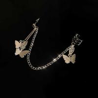 Tibetan Style Ear Chain, Butterfly, plated, for woman, silver color, 60mm, Sold By PC
