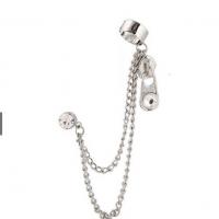 Tibetan Style Ear Chain, plated, for woman, silver color, 32x60mm, Sold By PC