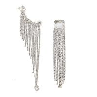 Zinc Alloy Earring Cuff plated for woman & with rhinestone silver color 163mmuff0c36mmuff0c110mmuff0c18mmuff0c Sold By Pair