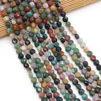 Natürliche Indian Achat Perlen, Indischer Achat, flache Runde, DIY & facettierte, gemischte Farben, 6mm, verkauft per 38 cm Strang