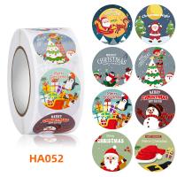 Sealing Sticker, Adhesive Sticker, with Copper Printing Paper, Round, printing, Christmas Design & different styles for choice, 25mm, 65x30mm, 500/Set, Sold By Set