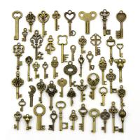 Tibetan Style Key Pendants, antique brass color plated, mixed, 15-35mm, 50PCs/Set, Sold By Set