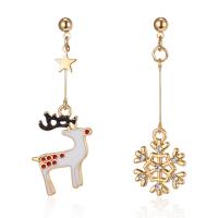 Asymmetric Earrings Zinc Alloy Christmas Design & for woman & enamel Sold By Pair