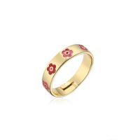 Brass Finger Ring 18K gold plated Adjustable & for woman & enamel 18mm Sold By PC