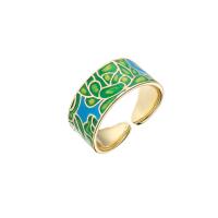 Brass Finger Ring, 18K gold plated, Adjustable & different designs for choice & for woman & enamel, 18x9mm, Sold By PC
