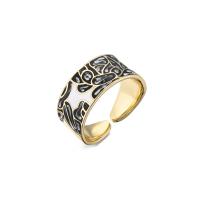 Brass δάχτυλο του δακτυλίου, Ορείχαλκος, 18K επιχρυσωμένο, Ρυθμιζόμενο & για τη γυναίκα & σμάλτο, λευκό και μαύρο, 18x9mm, Sold Με PC