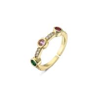 Sześciennych cyrkon Brass Ring Finger, Mosiądz, Pozłacane 18K, Regulowane & mikro utorować cyrkonia & dla kobiety, dostępnych więcej kolorów, 18mm, sprzedane przez PC