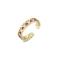 Cubic Zircon Brass prst prsten, Mosaz, 18K pozlacené, Nastavitelný & micro vydláždit kubické zirkony & pro ženy, více barev na výběr, 18mm, Prodáno By PC