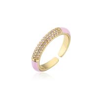 Cubic Zircon Brass Finger Ring, 18K gold plated, Adjustable & micro pave cubic zirconia & for woman & enamel, more colors for choice, 18mm, Sold By PC